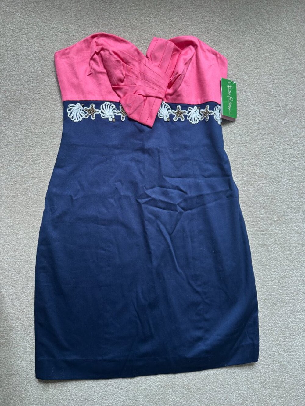 Lilly Pulitzer Strapless Embellished Dress in Navy & Pink, Size 2 and 4